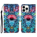 Custodia per cellulare in pelle flip disegno colorato 3D, For iPhone 16 Pro