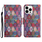 Custodia per cellulare in pelle flip disegno colorato 3D, For iPhone 16 Pro