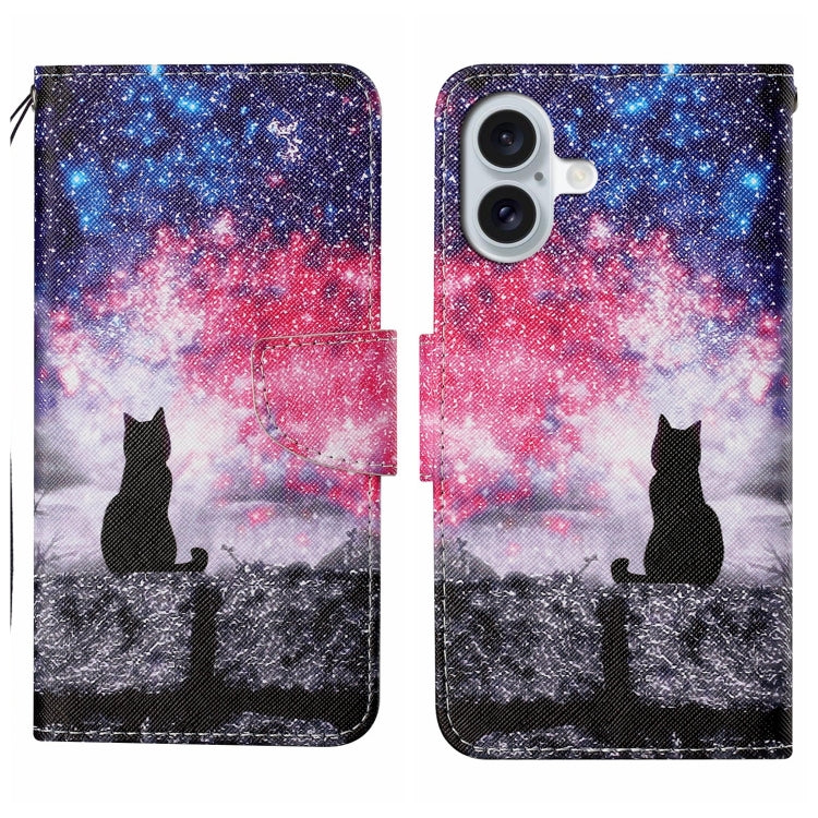 Custodia per cellulare in pelle flip disegno colorato 3D, For iPhone 16 Plus