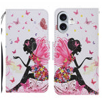 Custodia per cellulare in pelle flip disegno colorato 3D, For iPhone 16 Plus