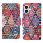 Custodia per cellulare in pelle flip disegno colorato 3D, For iPhone 16 Plus