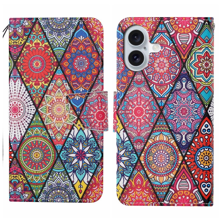 Custodia per cellulare in pelle flip disegno colorato 3D, For iPhone 16 Plus