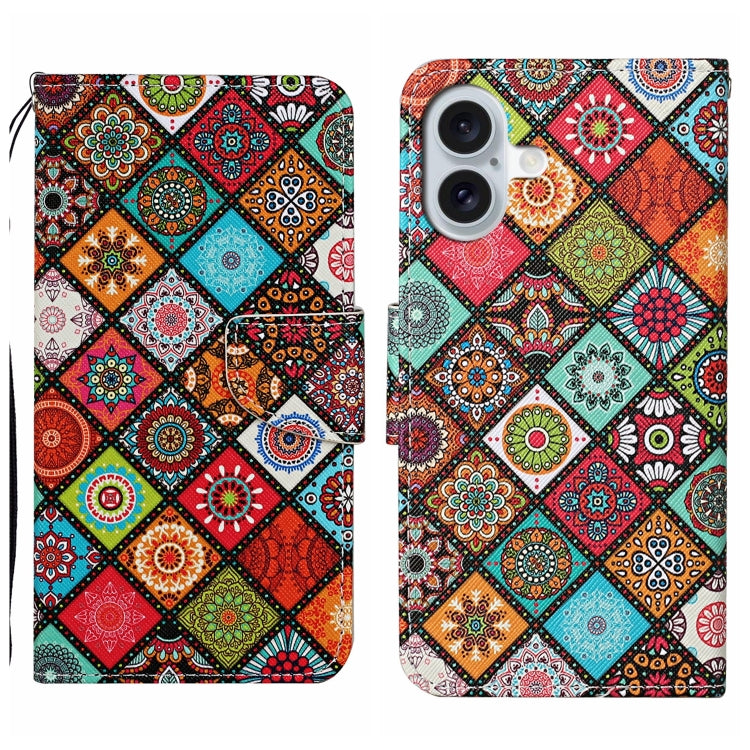 Custodia per cellulare in pelle flip disegno colorato 3D, For iPhone 16
