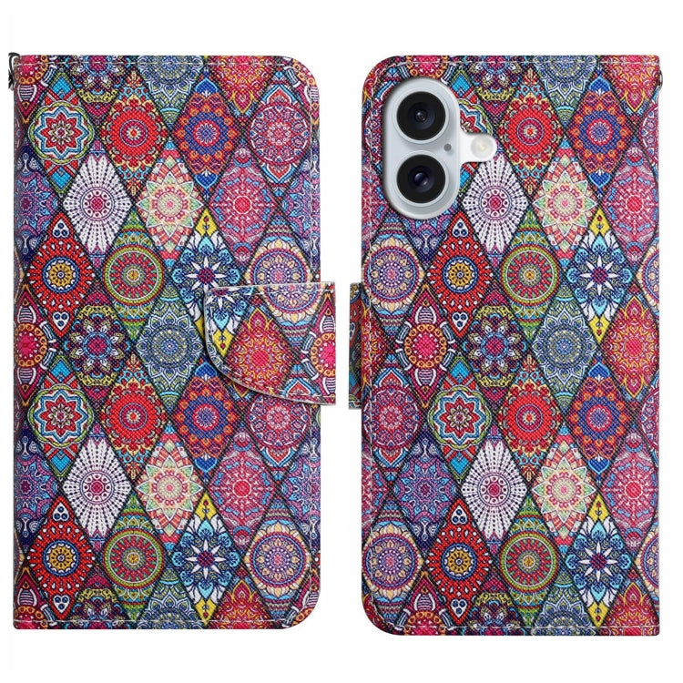 Custodia per cellulare in pelle flip disegno colorato 3D, For iPhone 16