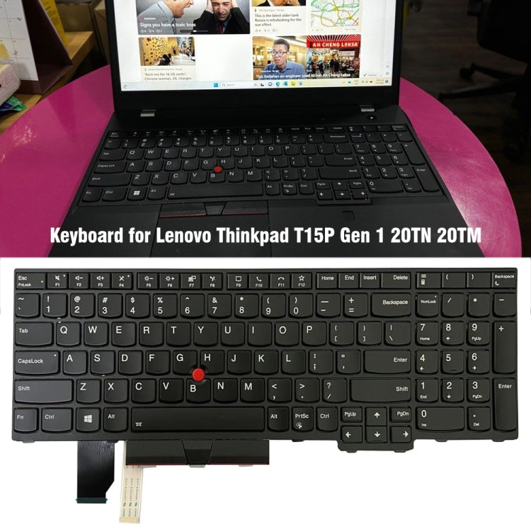 Tastiera per laptop retroilluminata versione USA, For Lenovo ThinkPad T15p Gen 1 20TN 20TM