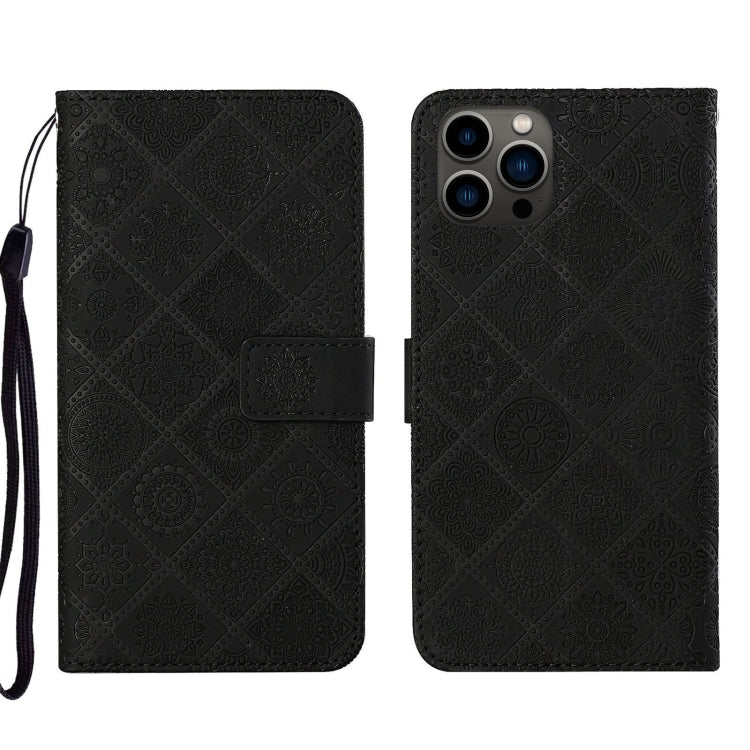 Custodia per cellulare in pelle con motivo goffrato stile etnico, For iPhone 15 Pro, For iPhone 15 Plus, For iPhone 15