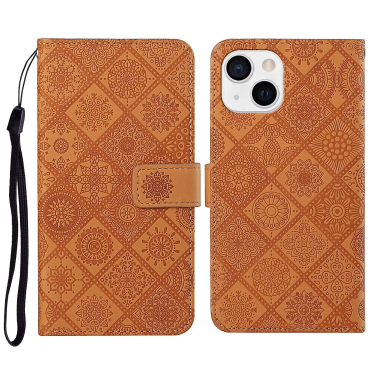 Custodia per cellulare in pelle con motivo goffrato stile etnico, For iPhone 15 Pro, For iPhone 15 Plus, For iPhone 15