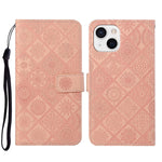 Custodia per cellulare in pelle con motivo goffrato stile etnico, For iPhone 15 Pro, For iPhone 15 Plus, For iPhone 15