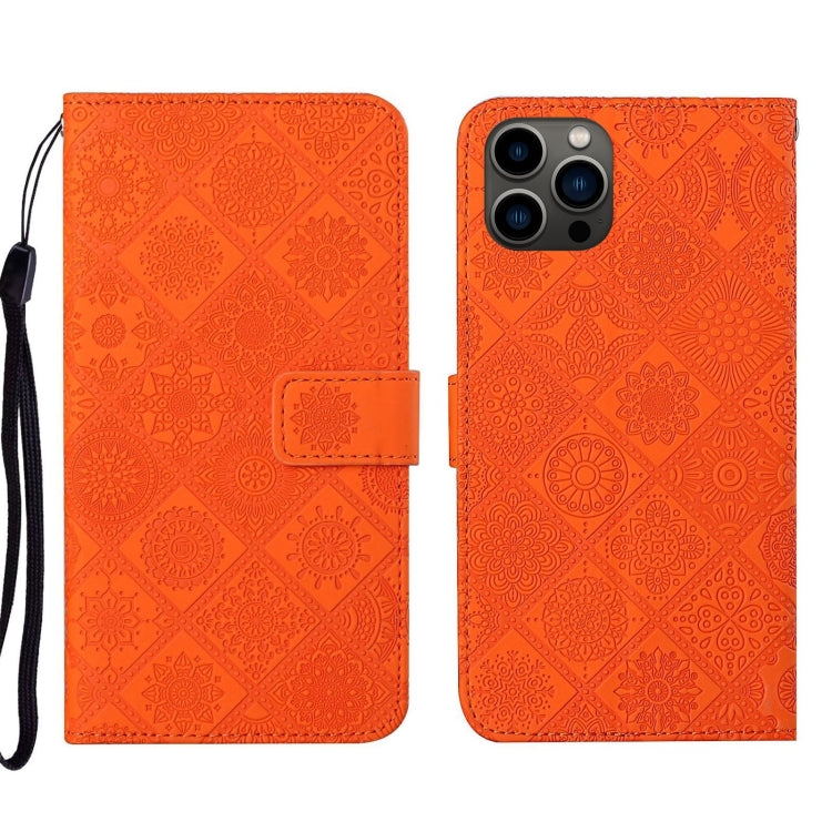 Custodia per cellulare in pelle con motivo goffrato stile etnico, For iPhone 17e / 16e, For iPhone 16 Pro Max, For iPhone 16 Pro