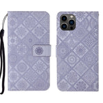 Custodia per cellulare in pelle con motivo goffrato stile etnico, For iPhone 17e / 16e, For iPhone 16 Pro Max, For iPhone 16 Pro