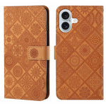 Custodia per cellulare in pelle con motivo goffrato stile etnico, For iPhone 16 Plus, For iPhone 16, For iPhone 15 Pro Max