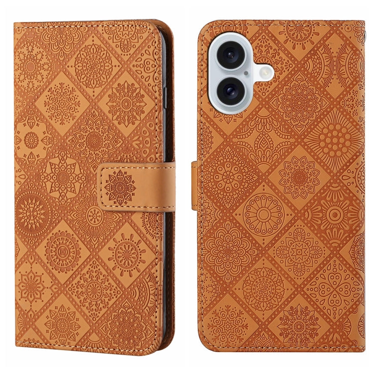 Custodia per cellulare in pelle con motivo goffrato stile etnico, For iPhone 16 Plus, For iPhone 16, For iPhone 15 Pro Max