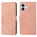 Custodia per cellulare in pelle con motivo goffrato stile etnico, For iPhone 16 Plus, For iPhone 16, For iPhone 15 Pro Max