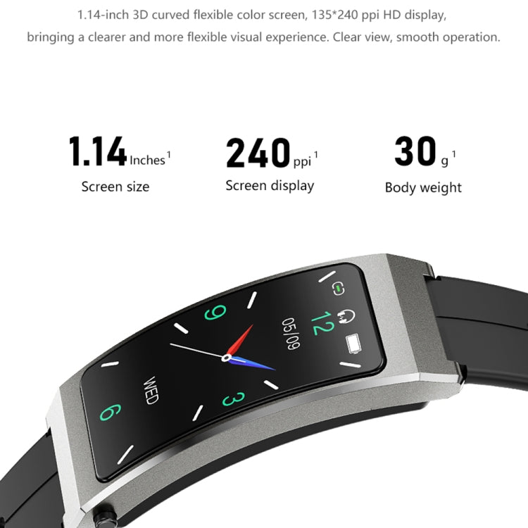 K13S Schermo TFT da 1,14 pollici Cinturino in silicone Smart Calling Bracciale Supporta la gestione del sonno/Monitoraggio dell'ossigeno nel sangue, Silicone Strap