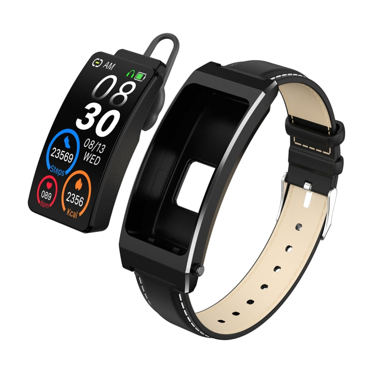 K13S Schermo TFT da 1,14 pollici Cinturino in pelle Smart Calling Bracciale Supporta la gestione del sonno/Monitoraggio dell'ossigeno nel sangue, Leather Strap