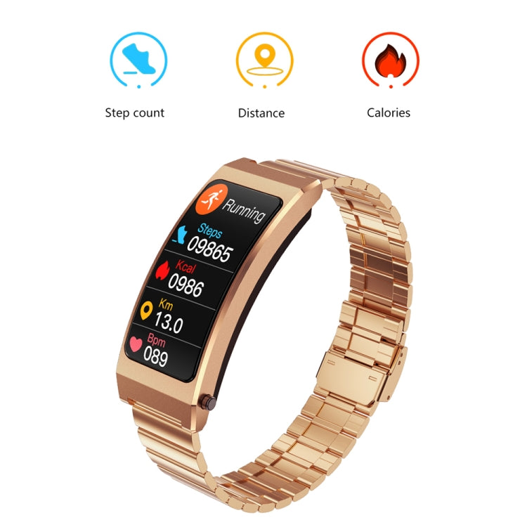 K13S Schermo TFT da 1,14 pollici Cinturino in pelle Smart Calling Bracciale Supporta la gestione del sonno/Monitoraggio dell'ossigeno nel sangue, Leather Strap