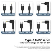 Cavo adattatore da alimentazione CC a tipo C da 4,0 x 1,7 mm, 9V, 12V, 15V, 20V