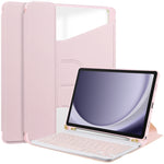 Custodia in pelle trasparente con rotazione a 360 gradi con tastiera, For Samsung Galaxy Tab A11+, For Samsung Galaxy Tab S9 FE / S10 FE, For Samsung Galaxy Tab S9 FE+ / S10+, For Samsung Galaxy Tab A9+