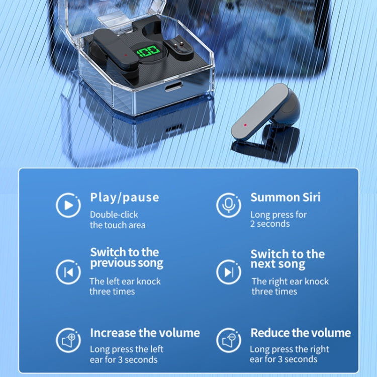K30 Capsula Trasparente Display Digitale Touch Control Auricolari Bluetooth, K30