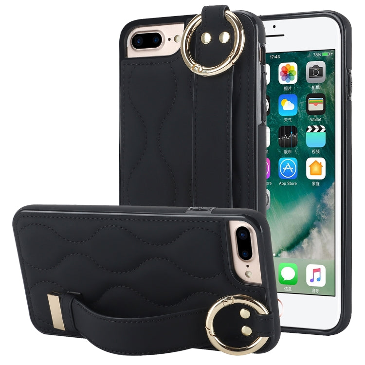 Custodia per telefono in PU con anello a copertura totale antiscivolo con cinturino, For iPhone 7 Plus / 8 Plus, For iPhone 7 / 8