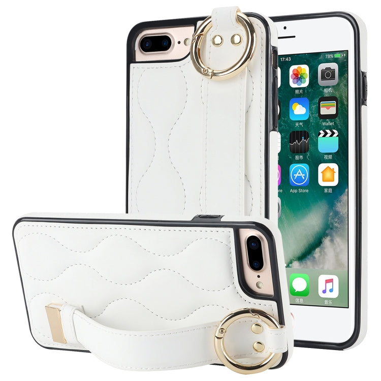 Custodia per telefono in PU con anello a copertura totale antiscivolo con cinturino, For iPhone 7 Plus / 8 Plus, For iPhone 7 / 8