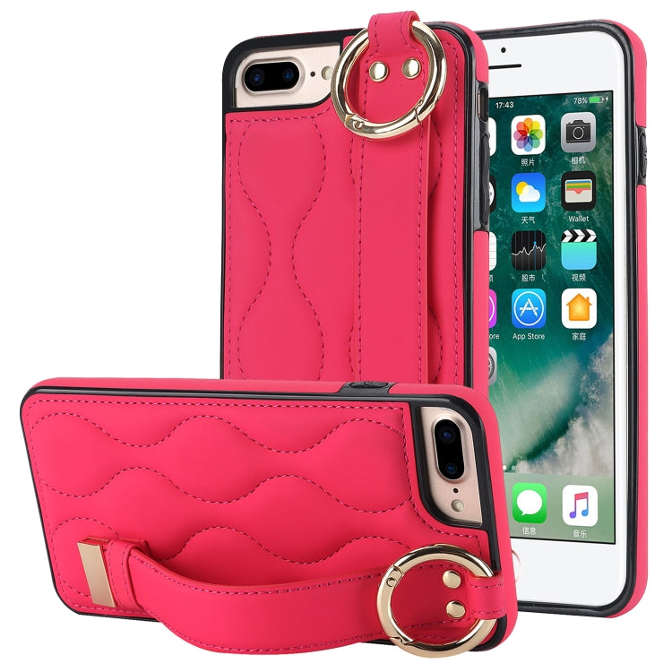 Custodia per telefono in PU con anello a copertura totale antiscivolo con cinturino, For iPhone 7 Plus / 8 Plus, For iPhone 7 / 8