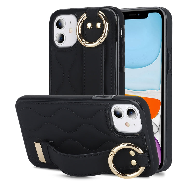 Custodia per telefono in PU con anello a copertura totale antiscivolo con cinturino, For iPhone 11 Pro Max, For iPhone 11, For iPhone 11 Pro