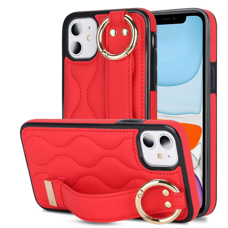 Custodia per telefono in PU con anello a copertura totale antiscivolo con cinturino, For iPhone 11 Pro Max, For iPhone 11, For iPhone 11 Pro