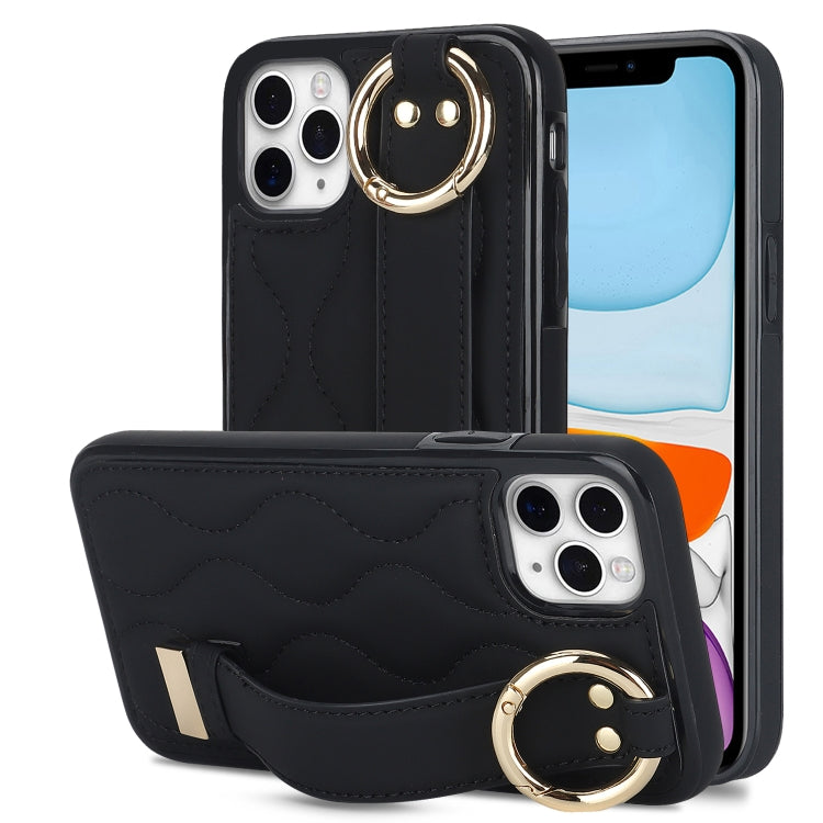 Custodia per telefono in PU con anello a copertura totale antiscivolo con cinturino, For iPhone 11 Pro Max, For iPhone 11, For iPhone 11 Pro