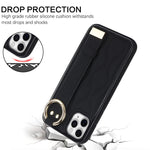 Custodia per telefono in PU con anello a copertura totale antiscivolo con cinturino, For iPhone 11 Pro Max, For iPhone 11, For iPhone 11 Pro