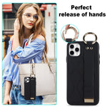 Custodia per telefono in PU con anello a copertura totale antiscivolo con cinturino, For iPhone 11 Pro Max, For iPhone 11, For iPhone 11 Pro
