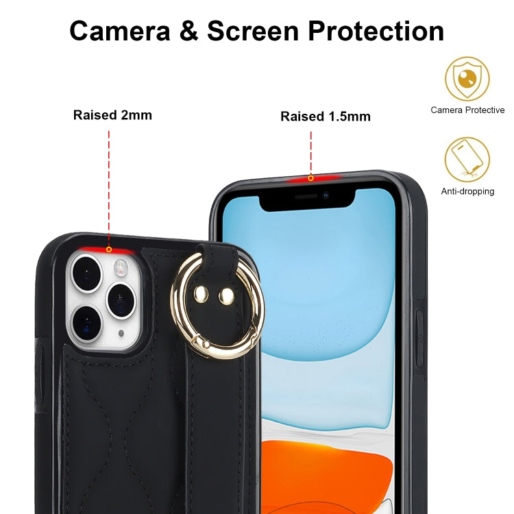 Custodia per telefono in PU con anello a copertura totale antiscivolo con cinturino, For iPhone 11 Pro Max, For iPhone 11, For iPhone 11 Pro