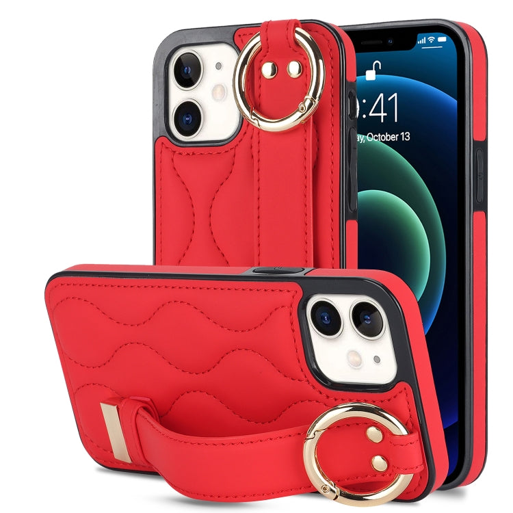 Custodia per telefono in PU con anello a copertura totale antiscivolo con cinturino, For iPhone 12 Pro / 12, For iPhone 12 Pro Max, For iPhone 12 mini