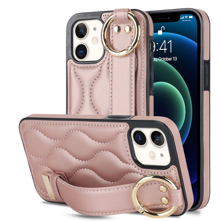Custodia per telefono in PU con anello a copertura totale antiscivolo con cinturino, For iPhone 12 Pro / 12, For iPhone 12 Pro Max, For iPhone 12 mini