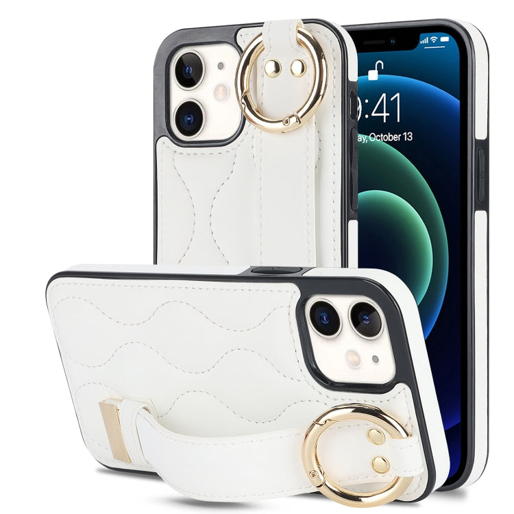 Custodia per telefono in PU con anello a copertura totale antiscivolo con cinturino, For iPhone 12 Pro / 12, For iPhone 12 Pro Max, For iPhone 12 mini
