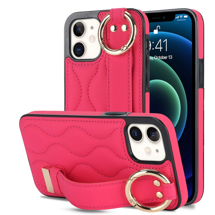 Custodia per telefono in PU con anello a copertura totale antiscivolo con cinturino, For iPhone 12 Pro / 12, For iPhone 12 Pro Max, For iPhone 12 mini