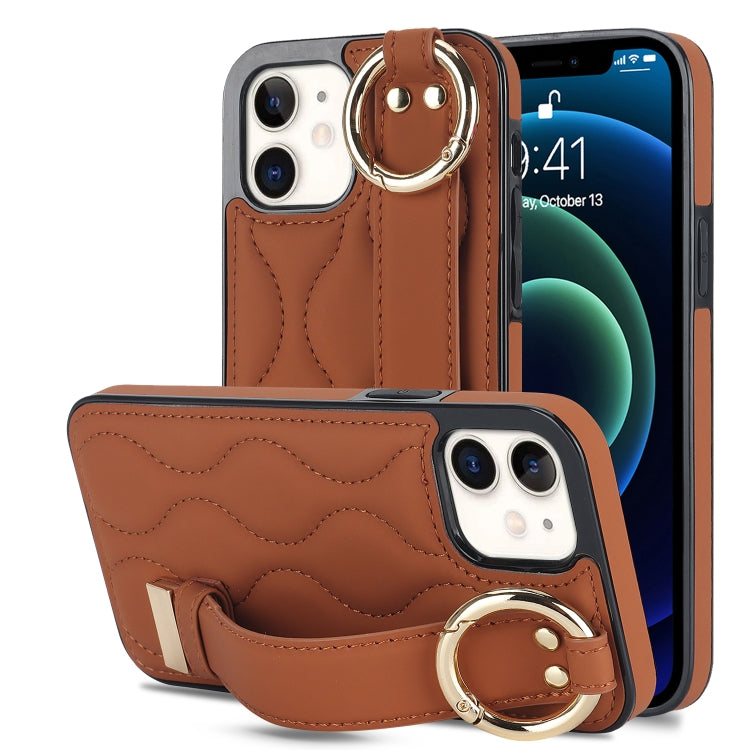 Custodia per telefono in PU con anello a copertura totale antiscivolo con cinturino, For iPhone 12 Pro / 12, For iPhone 12 Pro Max, For iPhone 12 mini
