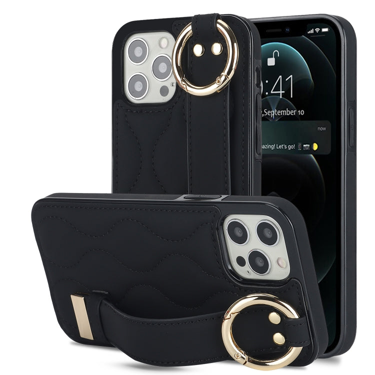 Custodia per telefono in PU con anello a copertura totale antiscivolo con cinturino, For iPhone 12 Pro / 12, For iPhone 12 Pro Max, For iPhone 12 mini