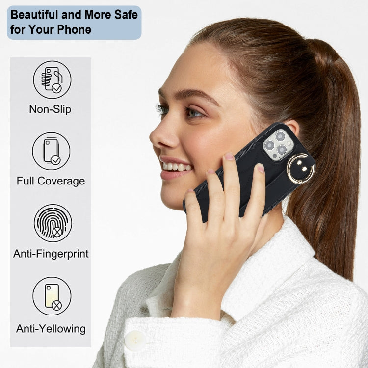 Custodia per telefono in PU con anello a copertura totale antiscivolo con cinturino, For iPhone 12 Pro / 12, For iPhone 12 Pro Max, For iPhone 12 mini