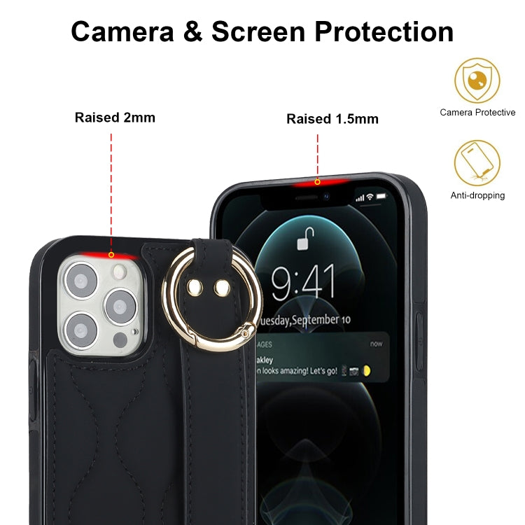 Custodia per telefono in PU con anello a copertura totale antiscivolo con cinturino, For iPhone 12 Pro / 12, For iPhone 12 Pro Max, For iPhone 12 mini