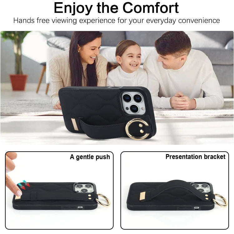 Custodia per telefono in PU con anello a copertura totale antiscivolo con cinturino, For iPhone 13 Pro, For iPhone 13, For iPhone 13 mini