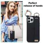 Custodia per telefono in PU con anello a copertura totale antiscivolo con cinturino, For iPhone 13 Pro, For iPhone 13, For iPhone 13 mini