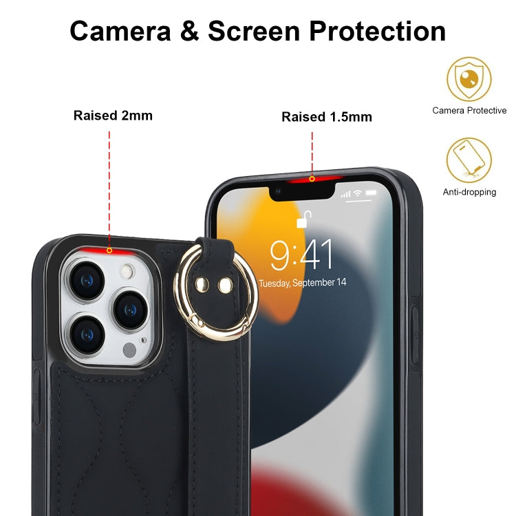 Custodia per telefono in PU con anello a copertura totale antiscivolo con cinturino, For iPhone 13 Pro, For iPhone 13, For iPhone 13 mini