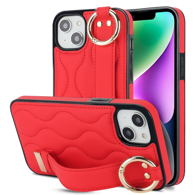 Custodia per telefono in PU con anello a copertura totale antiscivolo con cinturino, For iPhone 16, For iPhone 14 Plus, For iPhone 14