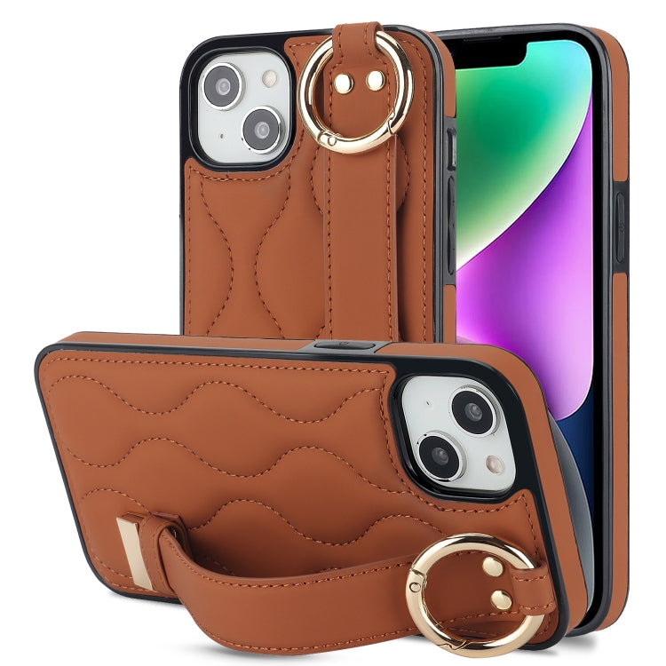 Custodia per telefono in PU con anello a copertura totale antiscivolo con cinturino, For iPhone 16, For iPhone 14 Plus, For iPhone 14