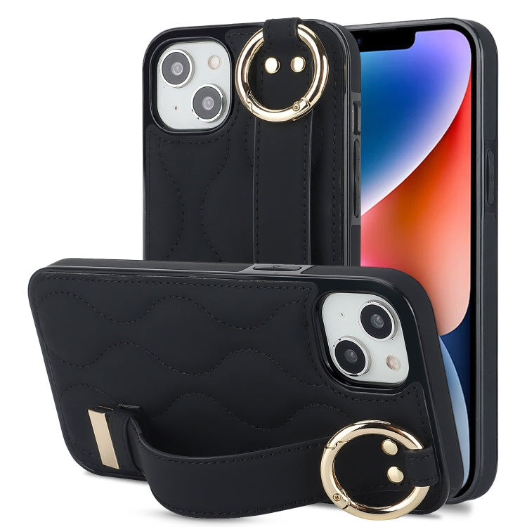 Custodia per telefono in PU con anello a copertura totale antiscivolo con cinturino, For iPhone 16, For iPhone 14 Plus, For iPhone 14