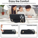 Custodia per telefono in PU con anello a copertura totale antiscivolo con cinturino, For iPhone 14 Pro, For iPhone 14 Pro Max, For iPhone 13 Pro Max