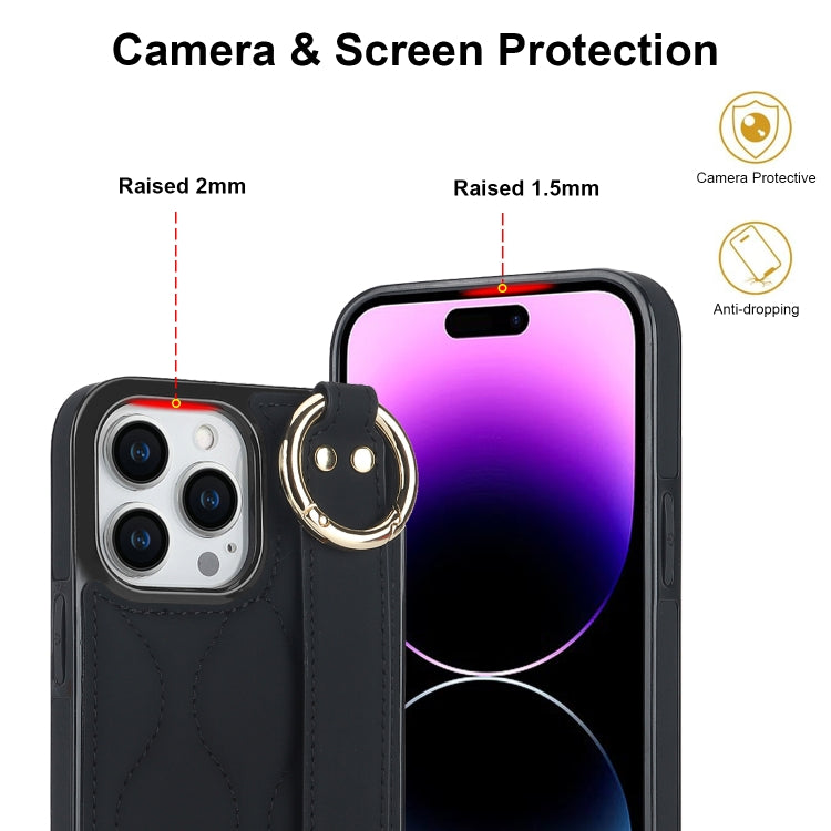 Custodia per telefono in PU con anello a copertura totale antiscivolo con cinturino, For iPhone 14 Pro, For iPhone 14 Pro Max, For iPhone 13 Pro Max