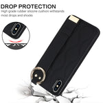 Custodia per telefono in PU con anello a copertura totale antiscivolo con cinturino, For iPhone XS / X, For iPhone XR, For iPhone XS Max