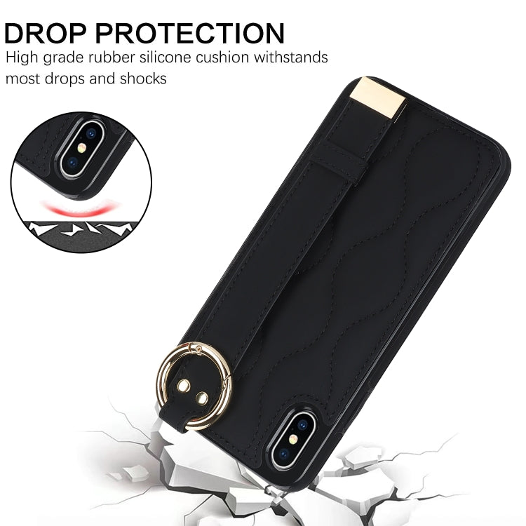 Custodia per telefono in PU con anello a copertura totale antiscivolo con cinturino, For iPhone XS / X, For iPhone XR, For iPhone XS Max